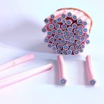 Pink and blue flower Fimo Cane