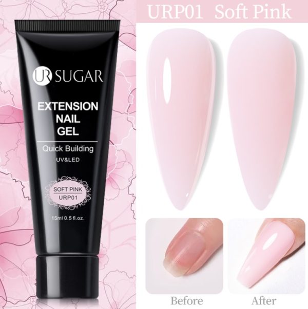 UR SUGAR 15ml Acrylic Quick Building Extension Gel SOFT PINK Hard Jelly Soak off Gel Polygel