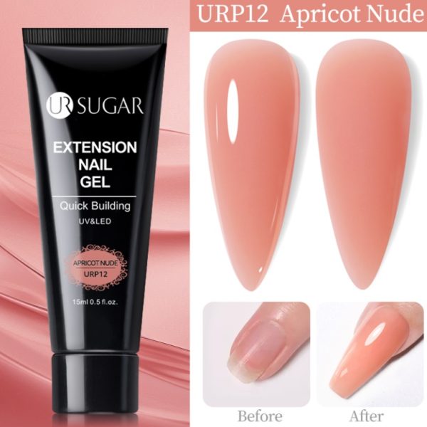 UR SUGAR 15ml Acrylic Quick Building Extension Gel APRICOT NUDE Hard Jelly Soak off Gel Polygel