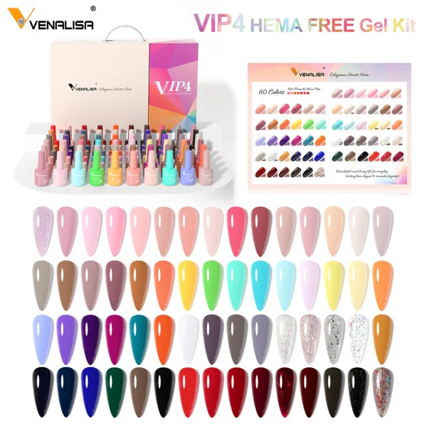 VIP4 Gel Polish Kit 60 Colors HEMA Free - Image 2