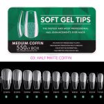 soft gel tips-medium coffin 550pcs Nails Box Nail tips