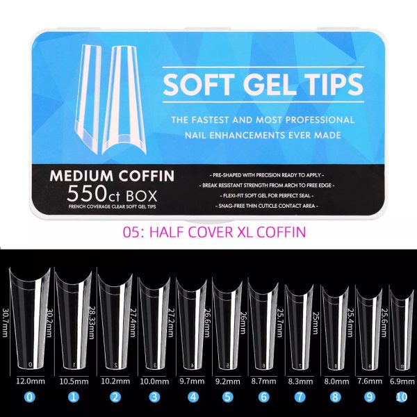 soft gel tips-medium coffin 550pcs