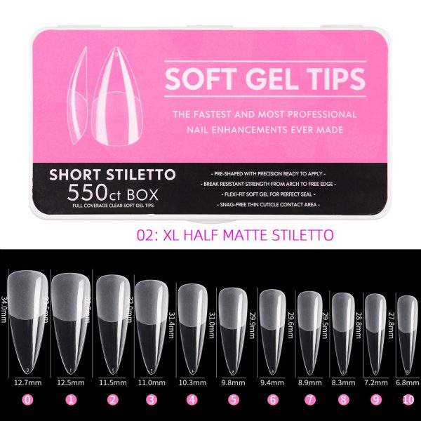 soft gel tips-short stiletto 550pcs