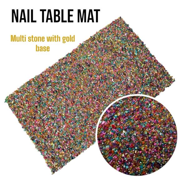 table mat (multi stone aith gold base)
