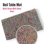 nail table mat ( multi stone with silver base)