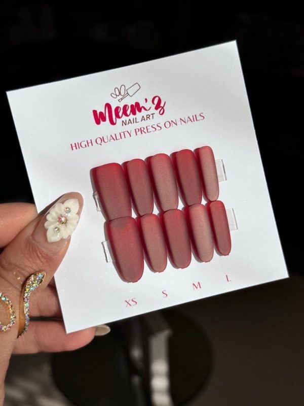 Meem'z Press On nails - Bride Red Matte
