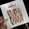 Meemz Press On Nails- Nude Cat eye and Metallic chrome gold
