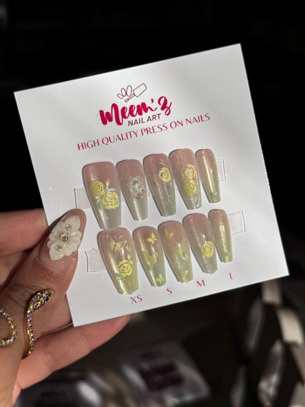 Meemz Press On Nails- Yellow Pink Ombre