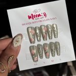 Meemz Press On nails - Cat eye Pistachio