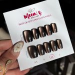 Meemz Press On Nails- Black nude Cat eye
