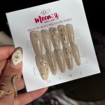 Meemz Press On Nails- Nude gold