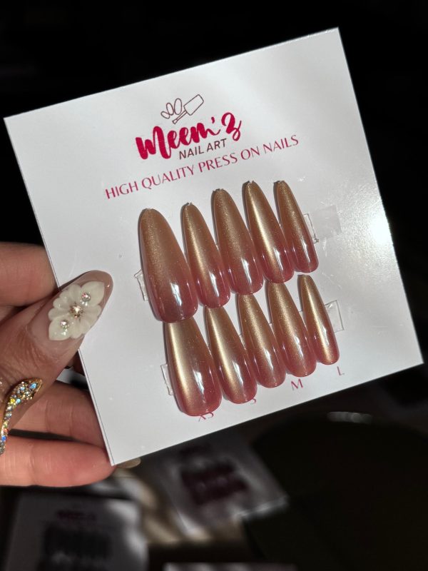 Meemz Press On Nails -Pink Ombre Cat eye