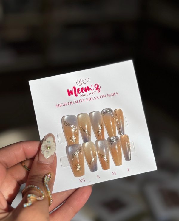 Meemz Press On Nails- Nude blue Ombre
