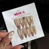 Meemz Press On Nails - Nude Cat eye with Tiger print french