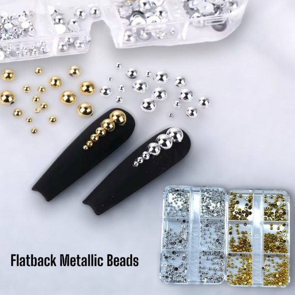 FlatBack Metallic Beads Gold Silver