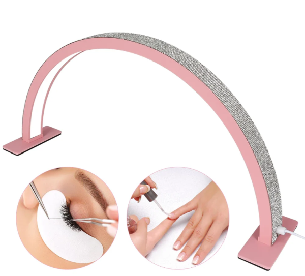 25W Half Moon LED Table Lamp, Nail Art Light Lamp For In Home Manicures and Salon Use Pink Medium Size