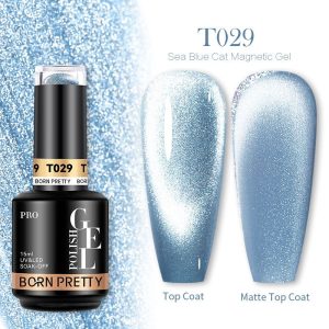 BORN PRETTY PRO Sea Blue Crystal Cat Magnetic Gel Nail Polish 15ml – T029