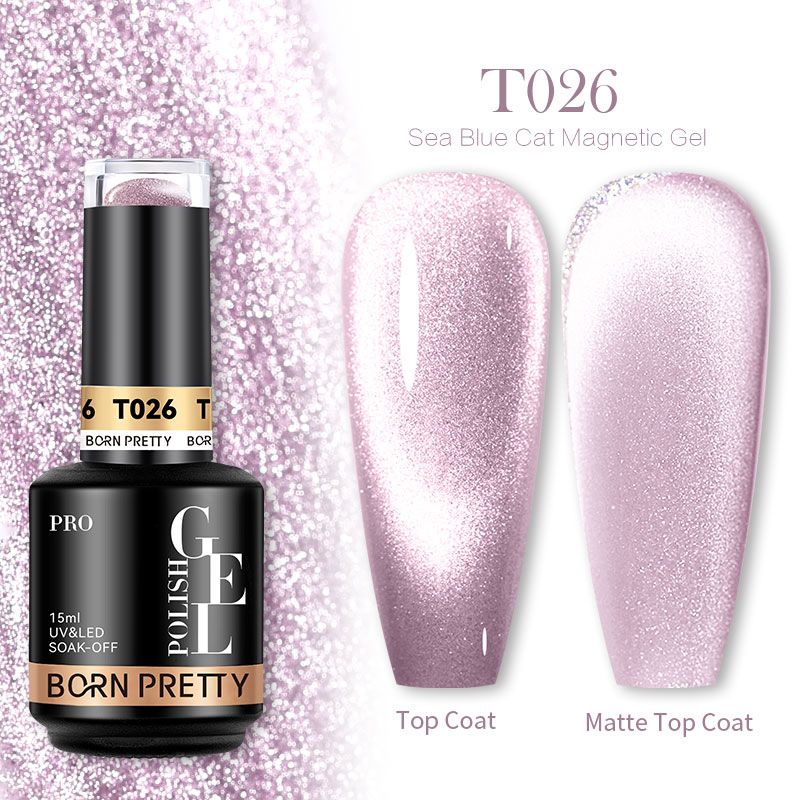 BORN PRETTY PRO Sea Blue Crystal Cat Magnetic Gel Nail Polish 15ml - T026