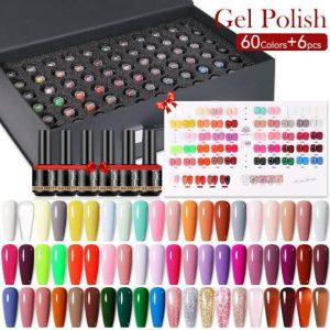BORN PRETTY 60Pcs+6Pcs/Set 15ml 60Colors Nail Gel Polish Gel Nail Polish Set