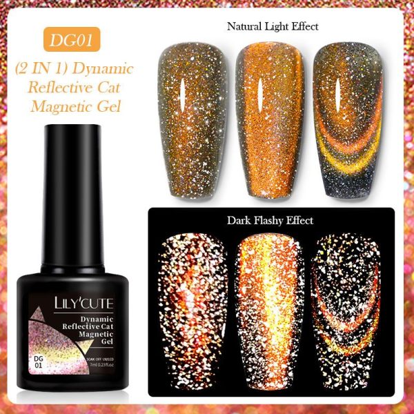 LILYCUTE Dynamic Reflective Cat Magnetic Nail Polish 7ml - DG01