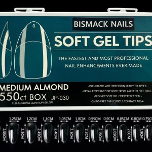 Soft Gel Tips – Medium Almond 550pcs Nails box – half buffed