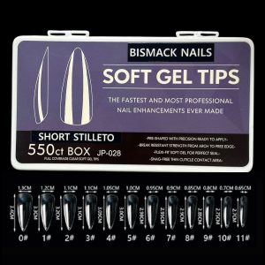 Soft Gel Tips – Short Stilleto 550pcs Nails box