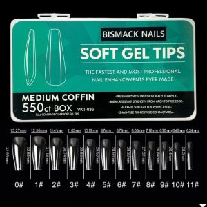 Soft Gel Tips – Medium Coffin 550pcs Nails box