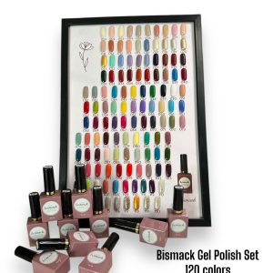 Bismack gel polish set 120pcs + topcoat basecoat and color chart