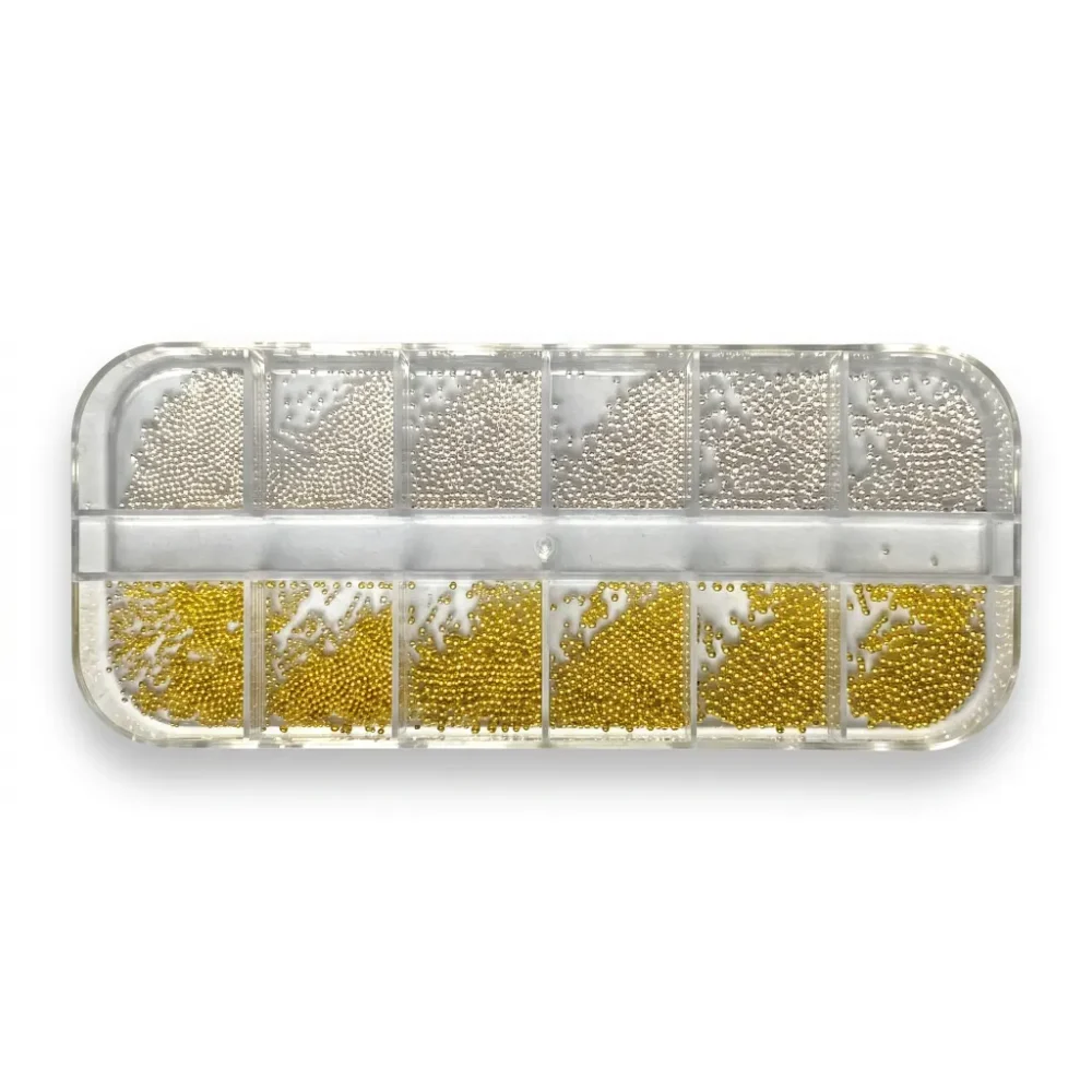 silver gold micro caviar beads nail art