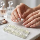 Meem'z Multi Shine and Glazed Flatback Pearl Set showing two trays of mixed size half pearls in shine and glazed finish