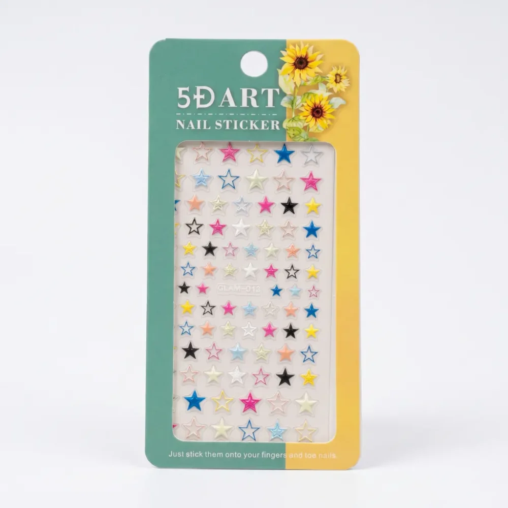 5D multicolour star nail stickers