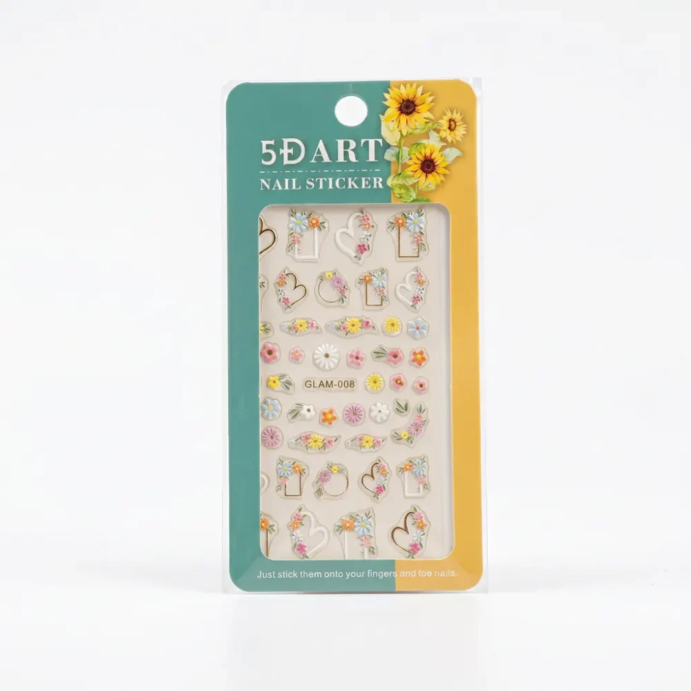 5D floral heart nail stickers 5D floral heart nail stickers