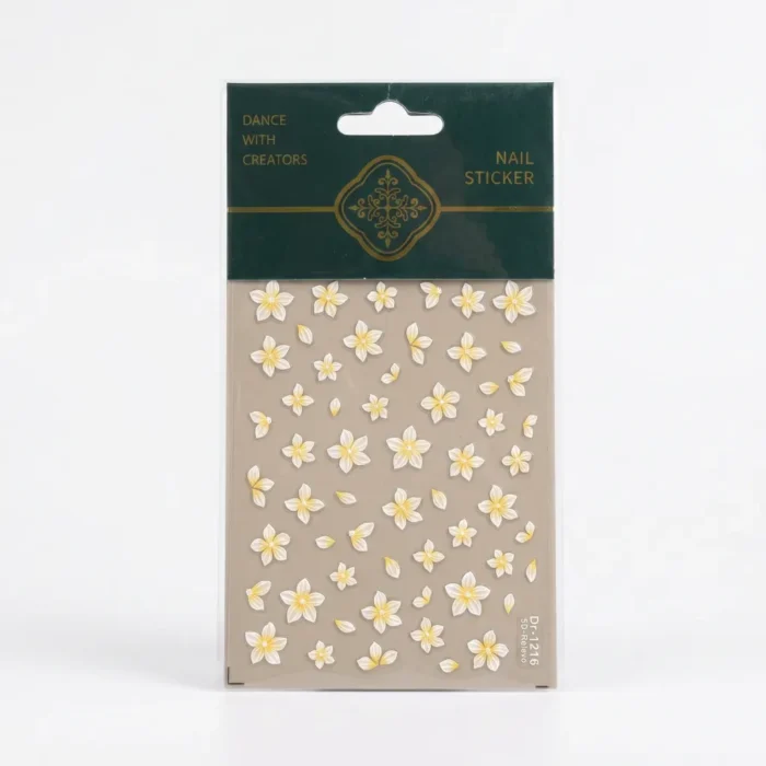 Meem'z 5D White Flower Nail Stickers Dr-1216