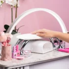 Meem'z half moon LED nail table lamp white large for professional nail workstation in Pakistan