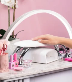 Meem'z half moon LED nail table lamp white large for professional nail workstation in Pakistan