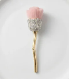 Meem'z luxury nail dust brush style B silver flower handle golden stem for nail workstation in Pakistan