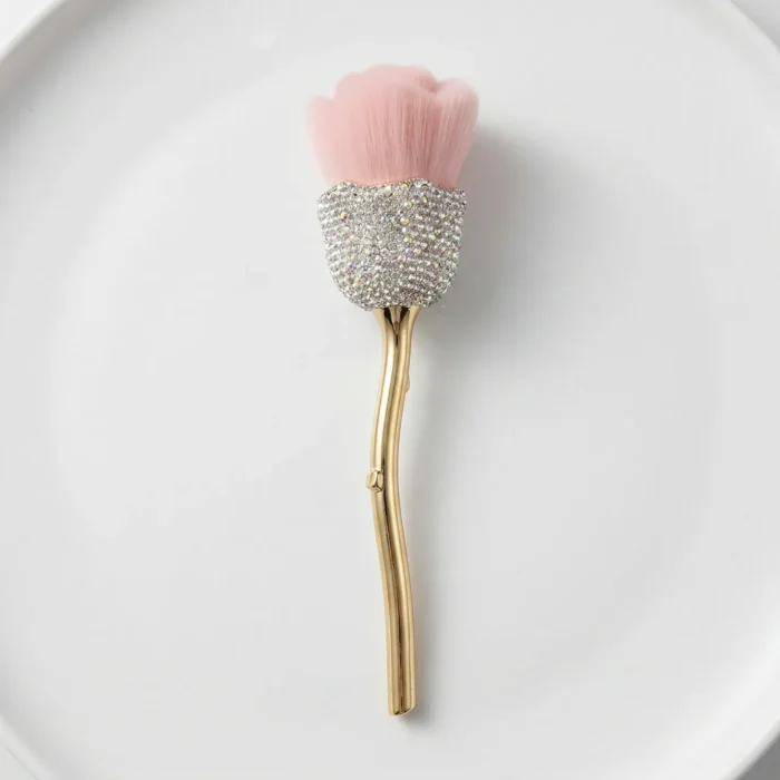 Meem'z luxury nail dust brush style B silver flower handle golden stem for nail workstation in Pakistan Meem'z luxury nail dust brush style B silver flower handle golden stem for nail workstation in Pakistan