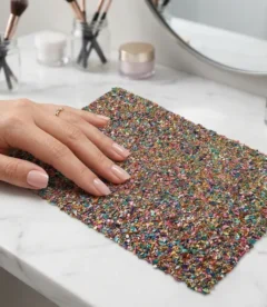 Meem'z nail tech arm rest table mat multi stone gold base for luxury nail workstation in Pakistan