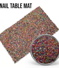 Meem'z nail tech arm rest table mat multi stone gold base for luxury nail workstation in Pakistan