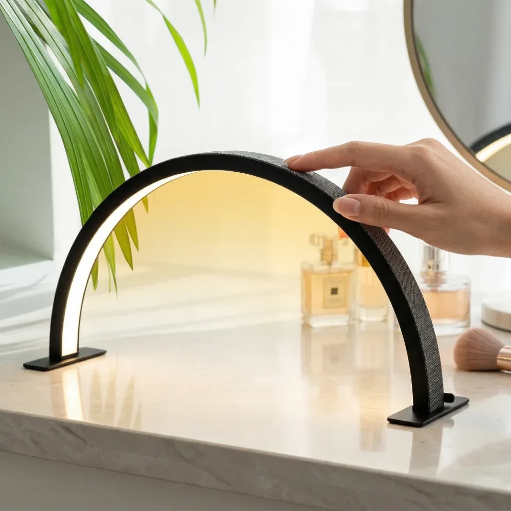 Meem'z half moon LED nail table lamp black large for professional nail workstation in Pakistan