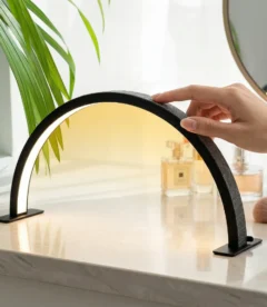 Meem'z half moon LED nail table lamp black large for professional nail workstation in Pakistan