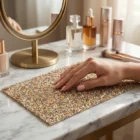 Meem'z nail tech arm rest table mat gold design for professional nail workstation in Pakistan