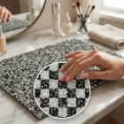 Meem'z nail tech arm rest table mat black and white design for nail workstation in Pakistan