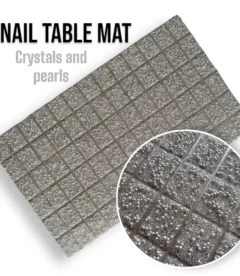 Meem'z nail tech arm rest table mat crystal and pearls embellished for luxury nail workstation in Pakistan