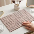 Meem'z nail tech arm rest table mat pink crystal and pearls for feminine nail workstation in Pakistan