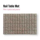 Meem'z nail tech arm rest table mat pink crystal and pearls for feminine nail workstation in Pakistan