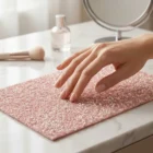 Meem'z nail tech arm rest table mat crystal and pink stones for elegant nail workstation in Pakistan