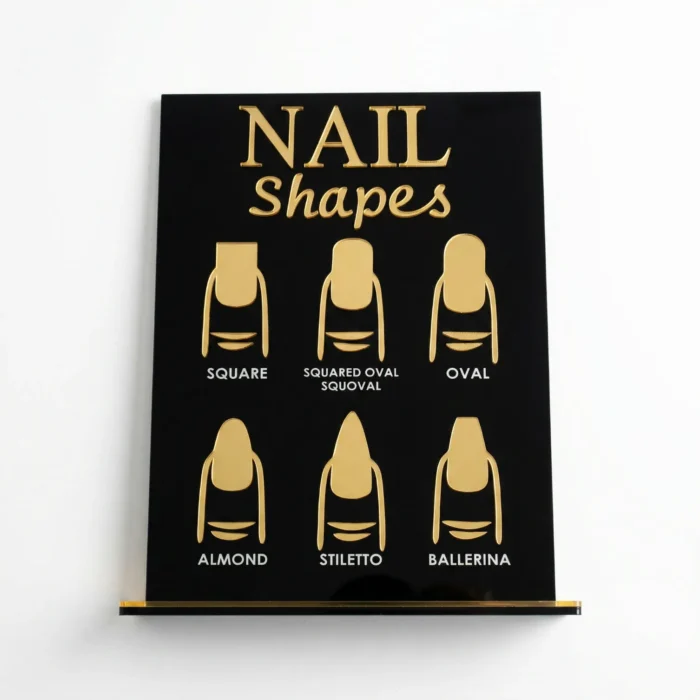 Meem'z nail shapes reference card for client consultations and nail technicians in Pakistan