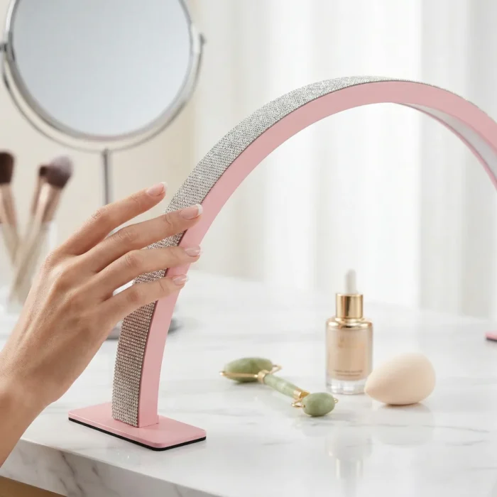 Meem'z 25W half moon LED nail table lamp pink medium for nail workstation in Pakistan Meem'z 25W half moon LED nail table lamp pink medium for nail workstation in Pakistan