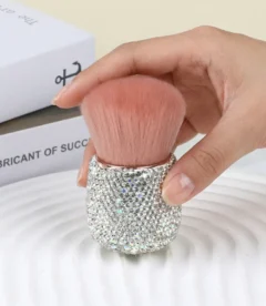 Meem'z luxury nail dust brush style A silver rounded handle for nail workstation in Pakistan